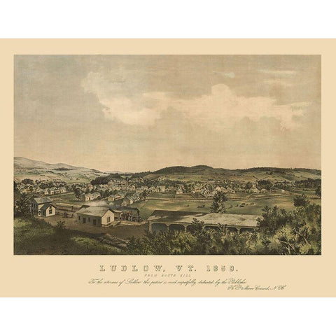 Ludlow Vermont - Moore 1859 White Modern Wood Framed Art Print by Moore