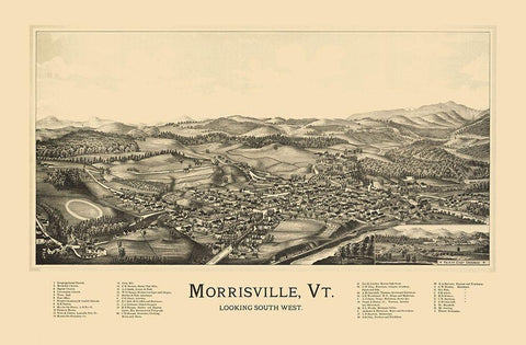 Morrisville Vermont - Norris 1889 White Modern Wood Framed Art Print with Double Matting by Norris