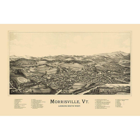 Morrisville Vermont - Norris 1889 Gold Ornate Wood Framed Art Print with Double Matting by Norris