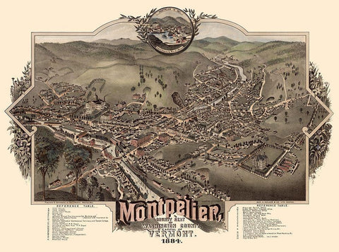 Montpelier Vermont - Norris 1884 White Modern Wood Framed Art Print with Double Matting by Norris