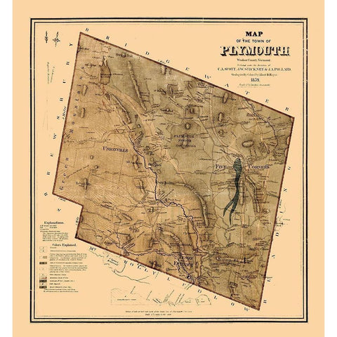 Plymouth Vermont - Hager 1859 Gold Ornate Wood Framed Art Print with Double Matting by Hager