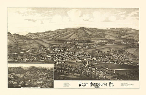 West Randolph Vermont - Burleigh 1886 White Modern Wood Framed Art Print with Double Matting by Burleigh