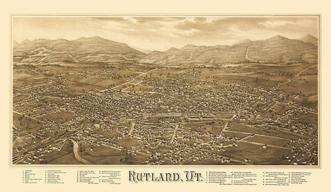 Rutland Vermont - Burleigh 1885 White Modern Wood Framed Art Print with Double Matting by Burleigh