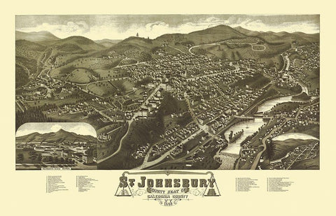 Saint Johnsbury Vermont - Norris 1884 White Modern Wood Framed Art Print with Double Matting by Norris