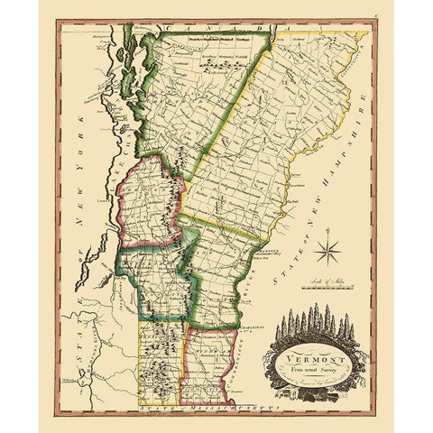 Vermont - Doolittle 1795 Gold Ornate Wood Framed Art Print with Double Matting by Doolittle