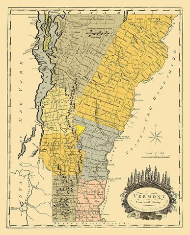 Vermont - Doolittle 1814 White Modern Wood Framed Art Print with Double Matting by Doolittle