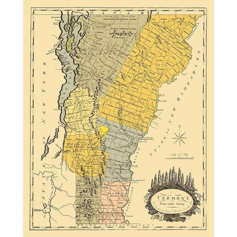 Vermont - Doolittle 1814 Black Modern Wood Framed Art Print with Double Matting by Doolittle