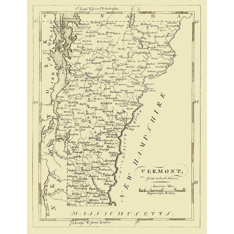 Vermont - Carey 1796 Black Modern Wood Framed Art Print with Double Matting by Carey