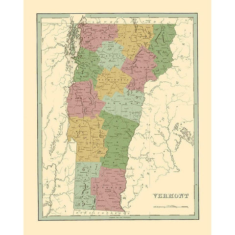 Vermont - Bradford 1838 Black Modern Wood Framed Art Print with Double Matting by Bradford