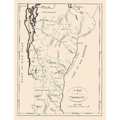 Vermont - Morse 1794 White Modern Wood Framed Art Print by Morse