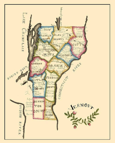 Vermont - Henshaw 1823 White Modern Wood Framed Art Print with Double Matting by Henshaw
