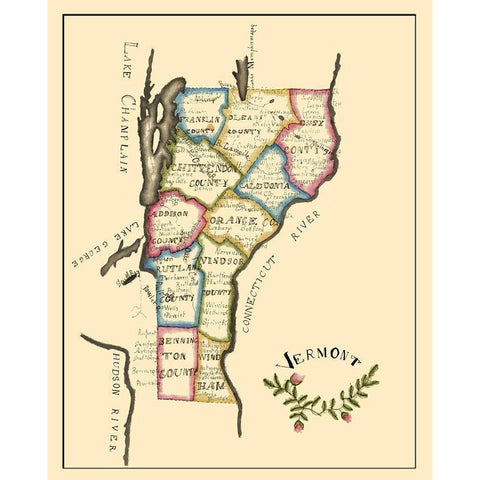 Vermont - Henshaw 1823 White Modern Wood Framed Art Print by Henshaw
