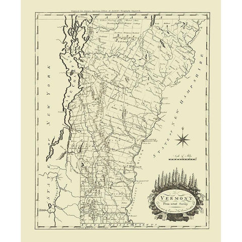 Vermont - Carey 1795 Black Modern Wood Framed Art Print by Carey