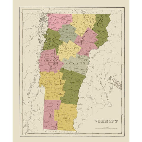 Vermont - Bradford 1838 Black Modern Wood Framed Art Print by Bradford