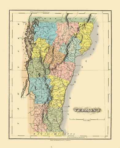 Vermont - Lucas 1822 White Modern Wood Framed Art Print with Double Matting by Lucas