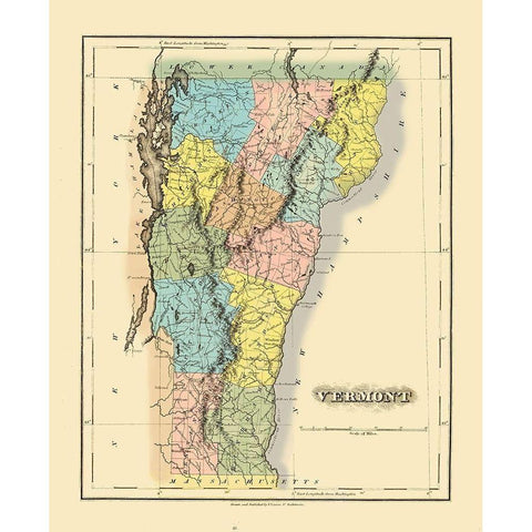 Vermont - Lucas 1822 Gold Ornate Wood Framed Art Print with Double Matting by Lucas