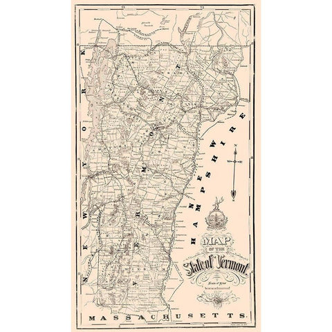 Vermont - Mc Kinley 1890 Black Modern Wood Framed Art Print with Double Matting by Mc Kinley