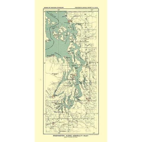Washington - Admiralty Inlet - Hoen 1896 Black Modern Wood Framed Art Print by Hoen