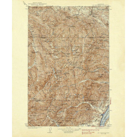 Mt Constance Washington Quad - USGS 1938 Gold Ornate Wood Framed Art Print with Double Matting by USGS