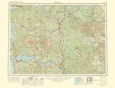 Hoquiam Washington Oregon Quad - USGS 1969 White Modern Wood Framed Art Print with Double Matting by USGS