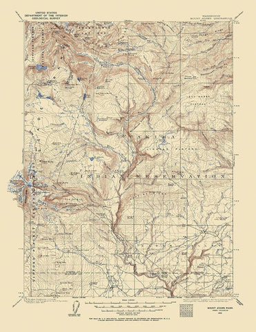 Mt Adams Washington Quad - USGS 1904 White Modern Wood Framed Art Print with Double Matting by USGS