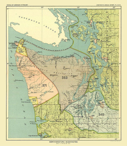 Northwestern Washington - Hoen 1896 White Modern Wood Framed Art Print with Double Matting by Hoen