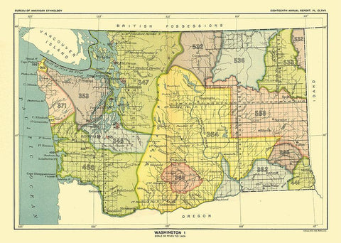 Washington - Olympia - Hoen 1896 White Modern Wood Framed Art Print with Double Matting by Hoen