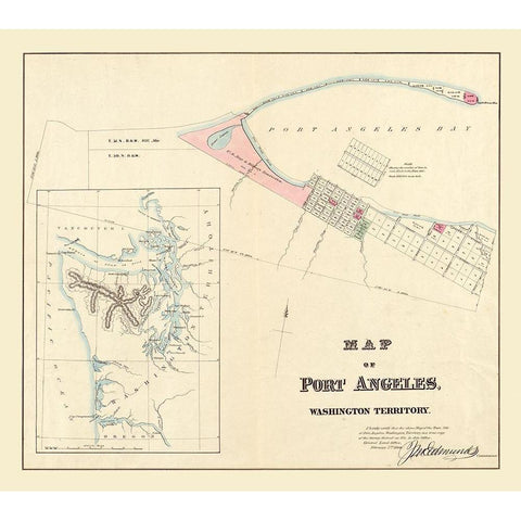 Port Angeles Washington - Edmunds 1864 White Modern Wood Framed Art Print by Edmunds