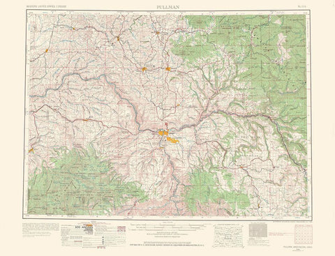 Pullman Washington Idaho Quad - USGS 1963 White Modern Wood Framed Art Print with Double Matting by USGS