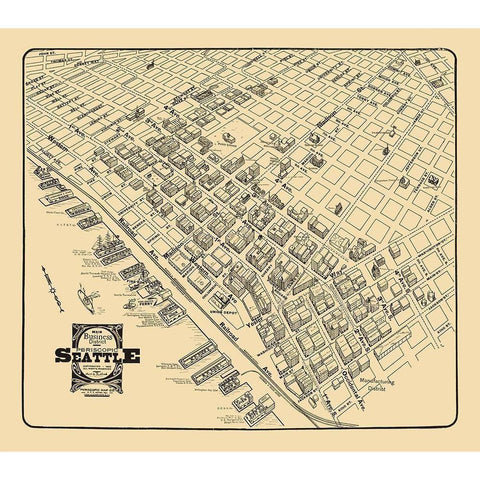 Business District Seattle Washington - Tulloch Gold Ornate Wood Framed Art Print with Double Matting by Tulloch
