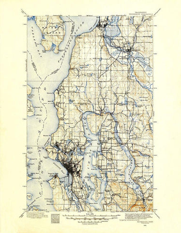 Snohomish Washington Quad - USGS 1895 White Modern Wood Framed Art Print with Double Matting by USGS