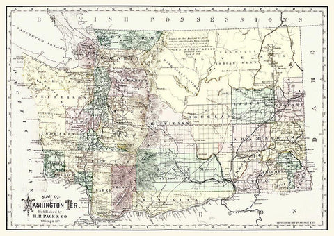 Washington Territory - Page 1883 White Modern Wood Framed Art Print with Double Matting by Page