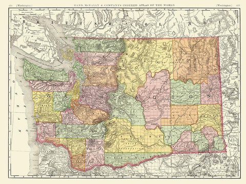 Washington - Rand McNally 1880 White Modern Wood Framed Art Print with Double Matting by Rand McNally