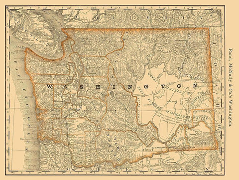 Washington - Rand McNally 1879 Black Ornate Wood Framed Art Print with Double Matting by Rand McNally