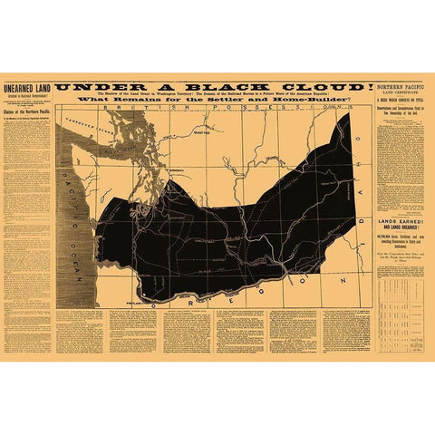 Washington, Problems with Land Grant 1883 Gold Ornate Wood Framed Art Print with Double Matting by Interior Dept