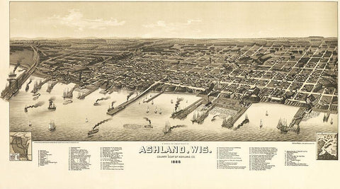 Ashland Wisconsin - Norris 1886 White Modern Wood Framed Art Print with Double Matting by Norris
