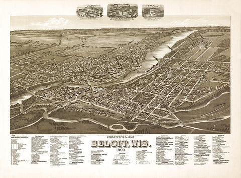 Beloit Wisconsin - American Pub Co 1890 White Modern Wood Framed Art Print with Double Matting by American Pub Co