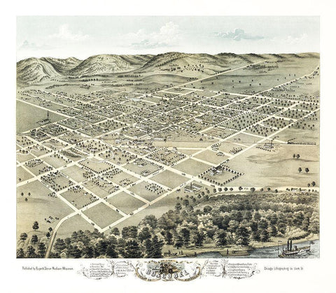 Boscobel Wisconsin - Stoner 1869 White Modern Wood Framed Art Print with Double Matting by Stoner