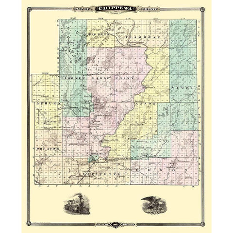 Chippewa South Wisconsin Landowner - Snyder 1878 Gold Ornate Wood Framed Art Print with Double Matting by Snyder