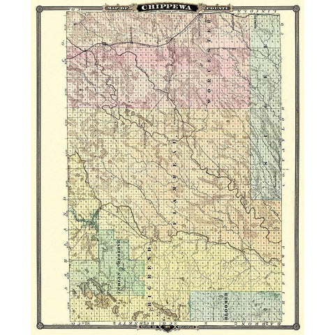 Chippewa North Wisconsin - Snyder 1878 White Modern Wood Framed Art Print by Snyder