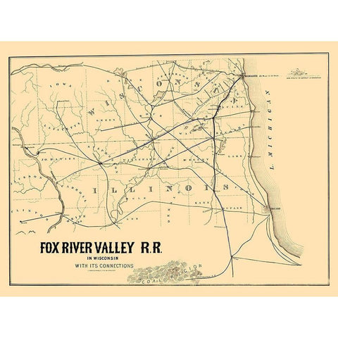 Fox River Valley Railroad - Lipman 1857 Gold Ornate Wood Framed Art Print with Double Matting by Lipman