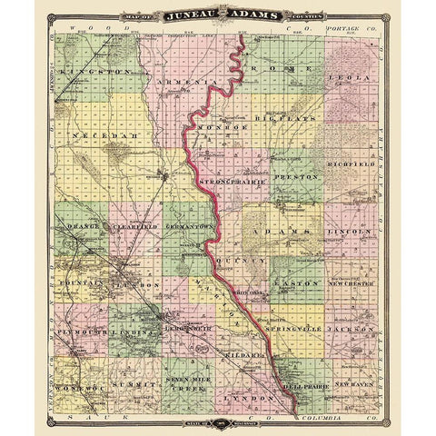 Juneau Adams Wisconsin Landowner - Snyder 1878 White Modern Wood Framed Art Print by Snyder