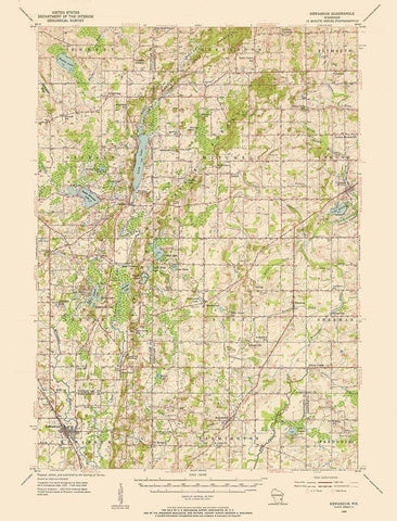 Kewaskum Wisconsin Quad - USGS 1955 Black Ornate Wood Framed Art Print with Double Matting by USGS