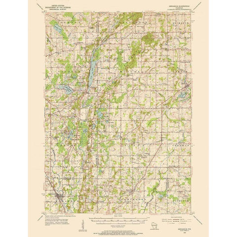 Kewaskum Wisconsin Quad - USGS 1955 White Modern Wood Framed Art Print by USGS