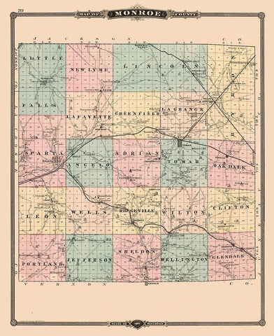 Monroe County Wisconsin - Snyder 1877 White Modern Wood Framed Art Print with Double Matting by Snyder