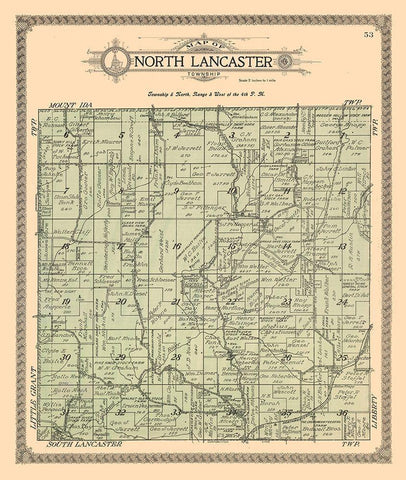 North Lancaster Wisconsin - Ogle 1918 White Modern Wood Framed Art Print with Double Matting by Ogle
