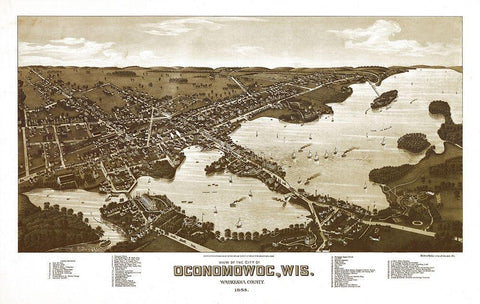 Oconomowoc Wisconsin - Norris 1885 White Modern Wood Framed Art Print with Double Matting by Norris