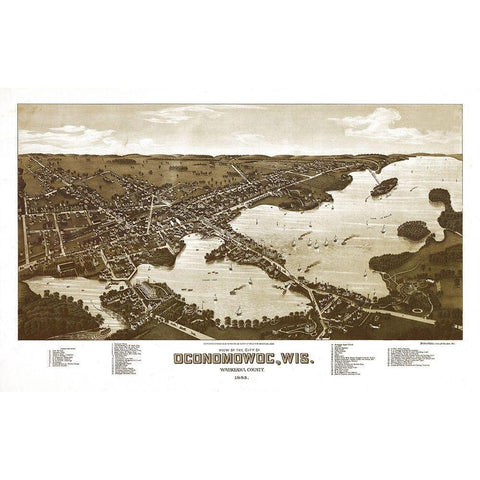 Oconomowoc Wisconsin - Norris 1885 Black Modern Wood Framed Art Print with Double Matting by Norris