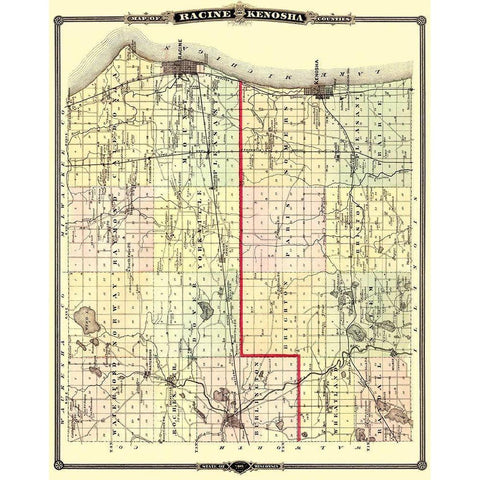 Racine Kenosha Wisconsin Landowner - Snyder 1878 Black Modern Wood Framed Art Print with Double Matting by Snyder