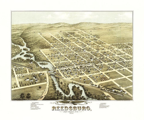 Reedsburg Wisconsin - Stoner 1874 White Modern Wood Framed Art Print with Double Matting by Stoner